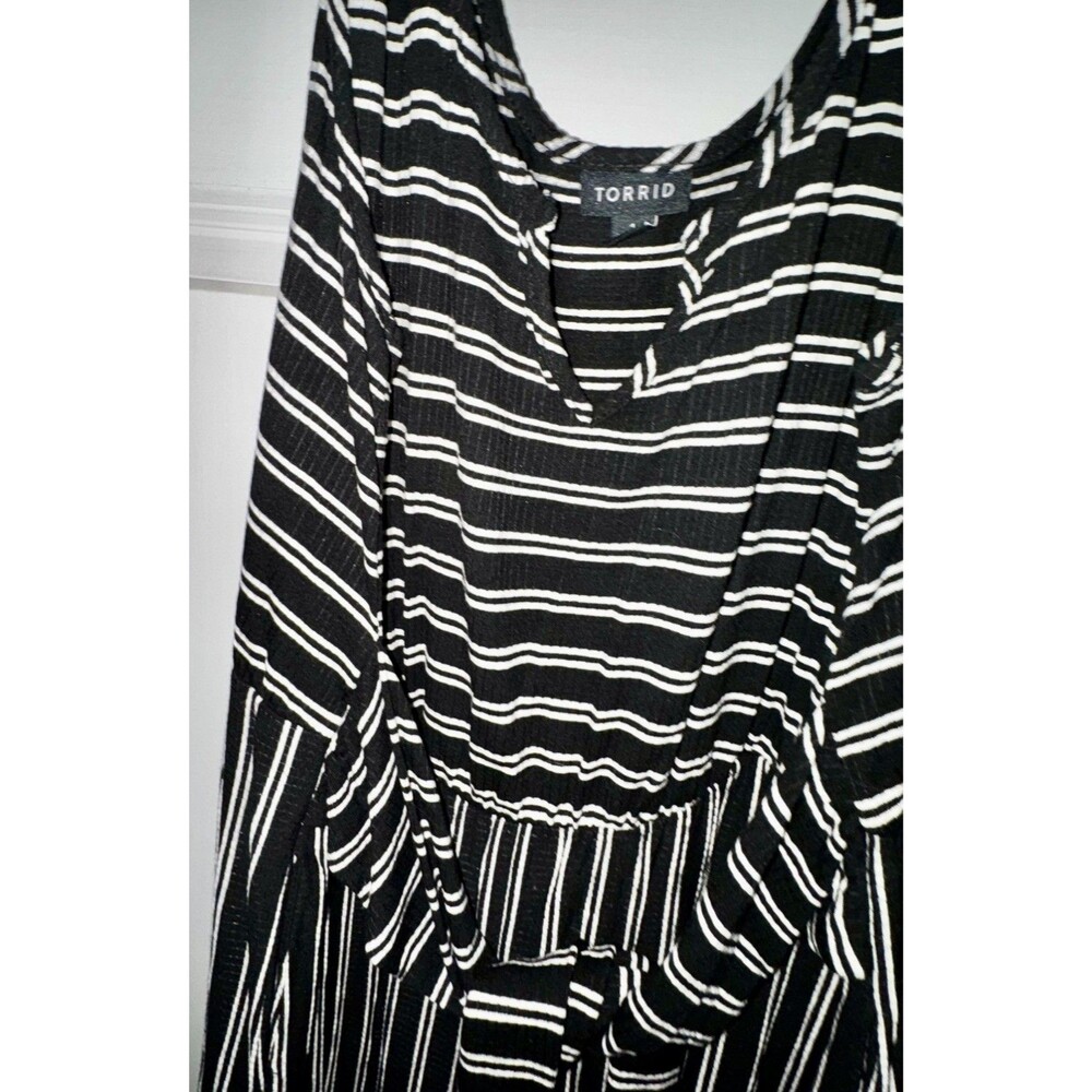 Torrid Black & White Stripe Rib Culotte Jumpsuit 1X